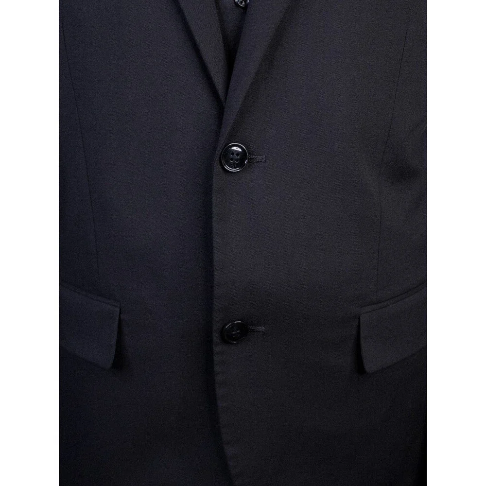 H&M Mens Blazer Jacket Size 42R Skinny Fit Black Sport Coat Two Button Poly